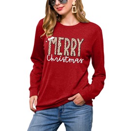 tiorhooe Christmas Sweatshirt Women Ladies Christmas Sweater Merry Christmas Jumper