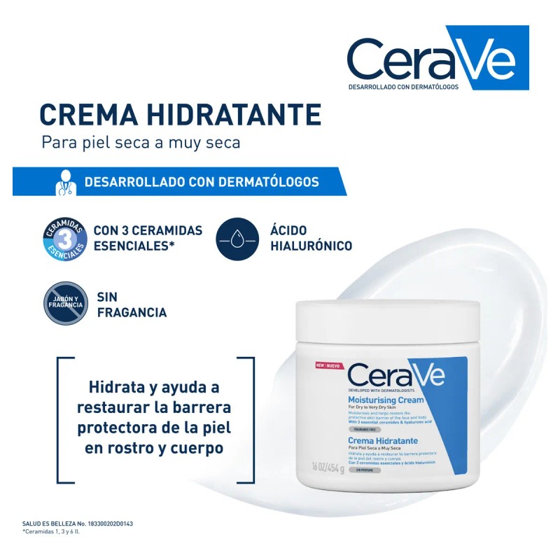 Crema Hidratante Cerave para piel seca a muy seca 454g
