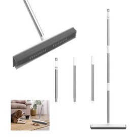 Rubber Broom with Squeegee for Removing Animals, Cats, Dogs, Hair, 2 in 1 Floor Brush for Carpet, 120 cm Adjustable Handle, for Dusting the Floor