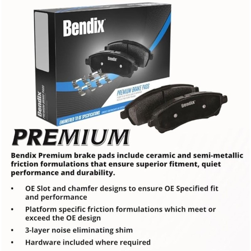 Bendix Premium SBM604 Semi-Metallic Front Brake Pads for Toyota T100