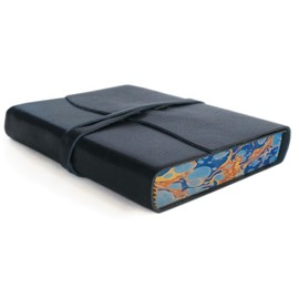 Cavallini Roma Lussa Leather Journal, 5x7 inch, Hand Made in Italy, Blue