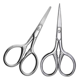 Ergonomic Eyebrow Grooming Scissors 2 Pcs Set Fine and Tips Stainless Steel for Precise Trimming