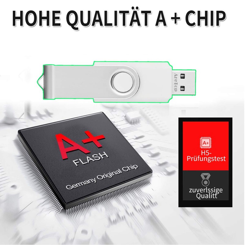 USB Sticks 2GB 10 Stück, AreTop Speicherstick Rotate Metall High