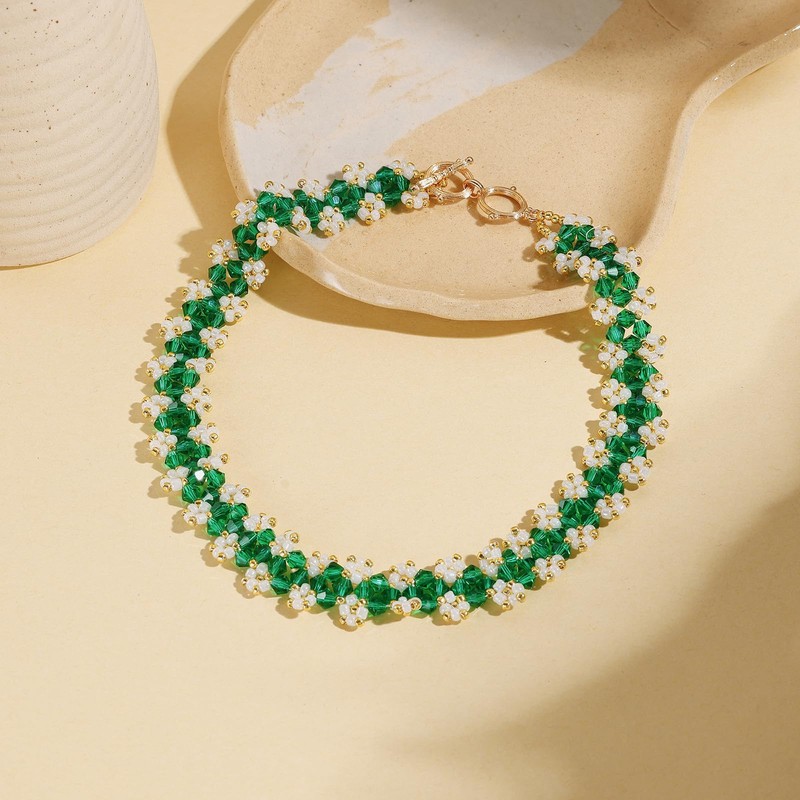 Firstmeet Gorgeous Handmade Glass Beads Choker Necklace Vintage Bohemian Court-style