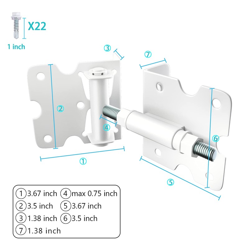 Bordersmover Self-Closing Gate Hinges, Heavy Duty for Vinyl/Wood/Metal Fence, Pack