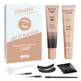 Lomansa Eyelash Tint, Lash Tint Kit, 2 in 1 Eyebrow Dye and Lash Dye Black, 10 Applications Fast and Easy for Beginner, Salon Quality (With Eye Pads)