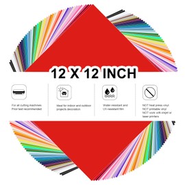 TECKWRAP 50 Pack 12" x 12" Permanent Adhesive Vinyl Sheets 48 Assorted Colors (Glossy & Matte) with 2 Transfer Tape for DIY Crafting, Decor Sticker Compatible with Cutting Machines