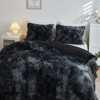 Wajade Faux Fur Plush Black Comforter Set Fluffy Fuzzy Shaggy