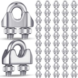 Blulu 50 Pcs 1/8 Inches M3 Stainless Steel Wire Rope Cable Clip Clamp 304 Stainless Steel Wire Rope Clamp Clip Wire Cable Clamp Wire Rope Clips U Bolt Saddle Fastener