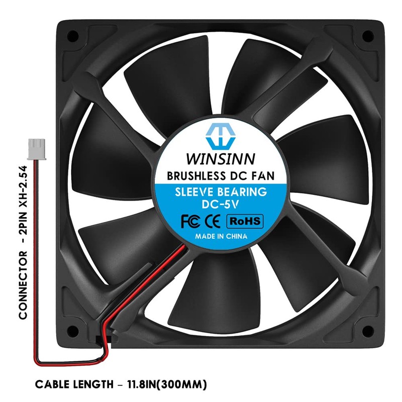 WINSINN 120mm Fan 5V Brushless 12025 120x25mm for Cooling PC