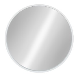Kate and Laurel Travis Round Wood Wall Mirror, 21.6" Diameter, White, Modern Wall Décor Accent