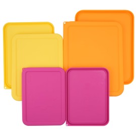 VIOTIIN 3 Cup 6 Cup 11 Cup Rectangle Silicone Storage Cover Lids Replacement for Pyrex 7210-PC, 7211-PC, 7212-PC Glass Bowls, (Container not Included) 6 Pack, Microwave, Dishwasher and Freezer Safe