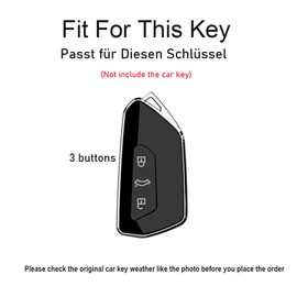 TECART Leather Smart Car Key Case Fits VW Golf 8 MK8 GTI GTD ID.3 ID.4 Key Cover Fits Seat Tarraco Formentor Leon Skoda Octavia Key Box Key Fob 3 Buttons Blue
