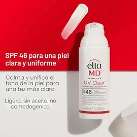 EltaMD UV Clear Face Sunscreen with Zinc Oxide, Oil-Free, SPF 46 and SPF 50 | Calms and Protects Acne-Prone Skin and Rosacea, No White Cast, Dermatolo