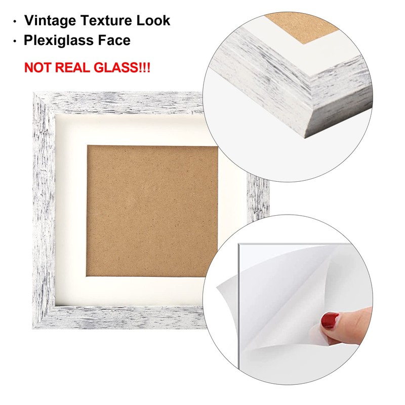 TOFOREVO 6x6 Picture Frames Set of 6 Distressed White Wood