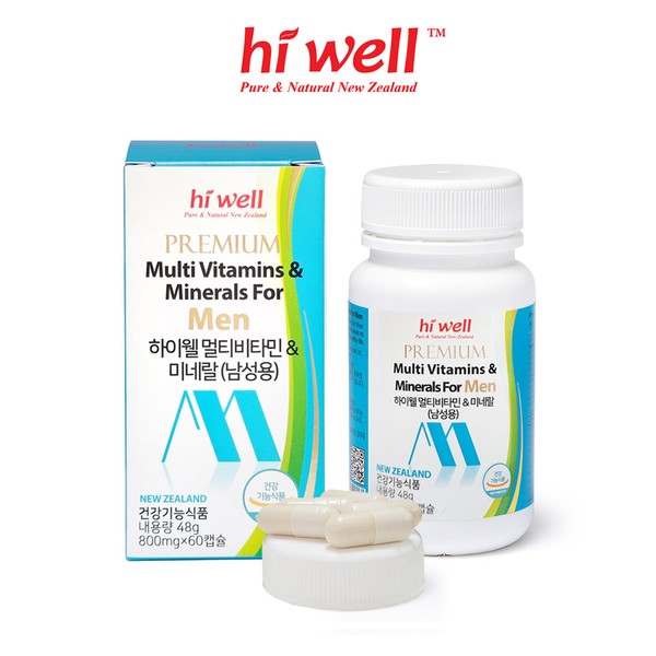 Hiwell [On Sale] Multivitamin &amp; Mineral for men, 1 bottle (2 months supply) Comprehensive nutritional supplement / 하이웰 [온세일]멀티비타민 & 미네랄 남성용 1통 (2개월분) 종합 영양제