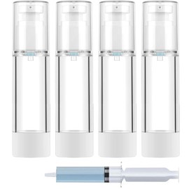 1.7oz/50ml Travel Bottle, TSA Approved Travel Containers,Travel Toiletry Bottles, Mini Makeup Bottle,Reusable Transparent Sealed Skin Care Products Travel Airless Pump Bottle【1.7oz/50ml-(Pack of 4)】