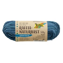 folia 9035 - Raffia Naturbast königsblau, 1 Bündel mit 50 g, Schnur aus natürlichem Strohgemisch, ideal zum Basteln, zur Dekoration oder für Gestecke, Sträuße und andere floristische Arbeiten