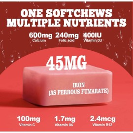 Cherylgum Iron Soft Supplemental Chews With Vitamin C, Strawberry Flavor - New