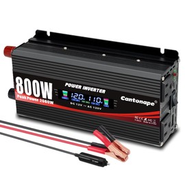 Cantonape 800W Car Power Inverter DC 12V to 110V/120V AC Converter with LCD Display Dual AC Outlets and USB Port Car Charger for Car Laptop Truck Black