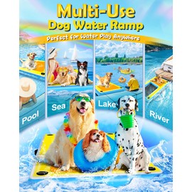 Inflatable Water Ramps,Multi-Use Large Dog Floats Ladder for Pool Boat Dock Lake,Non-Slip One-piece Ramp Mesh Swimming Plank for Adults Children Dogs Up to 240 lbs,Swimming Float Water Toys
