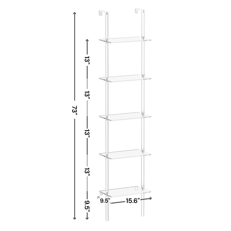 CRTERICX Small Acrylic Ladder Bookshelf, 9.5" D x 15.6" W,