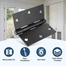 TICONN 18-pack 3.5 Inch Door Hinges with Square Corner, 3-1/2 x 3-1/2 Inch Iron Bifold Residential Doors Hardware (Square Corner, Matte Black, 18 Pack)