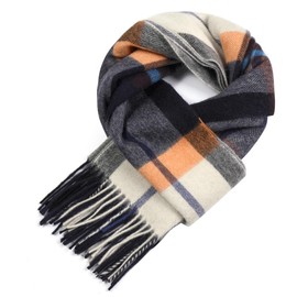 WAMSOFT Wool Winter Plaid Scarf for Men Tartan Women Fashion Thick Scarf Soft Warm Checkered Striped Classic Scarves