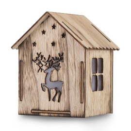 DecoKing LED Decorative Christmas Light House Reindeer Wood Lighting Silva Hat