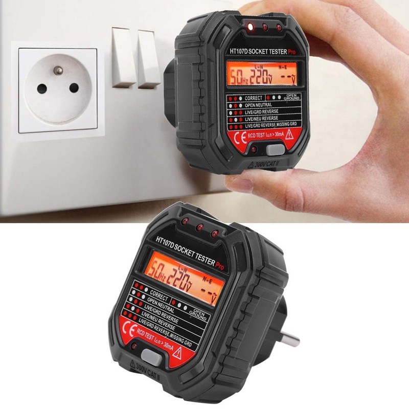 Socket Tester HT107D, Socket Tester for LCD Digital Display with