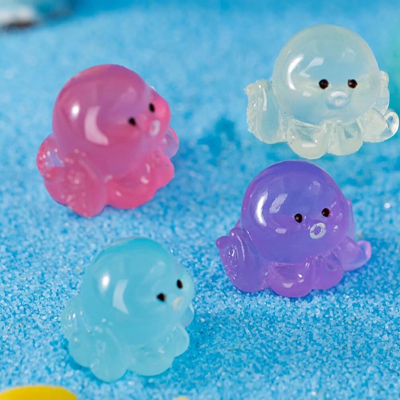 YARNOW 24pcs Miniature Octopus Figurine Luminous Tiny Octopus Mini Resin