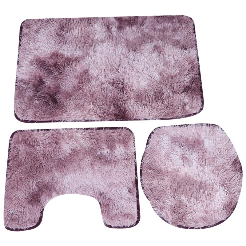 3Pcs Bathroom Rug Set Soft Non Slip Toilet Lid Cover