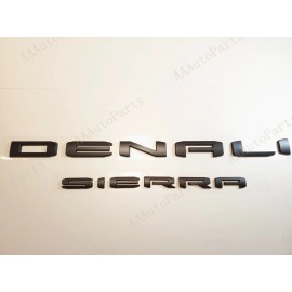 GMC 4PCS Set Matte Black Door Rear DENALI SIERRA Emblems Fit GMC Sierra 1500 2500hd