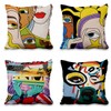 Vie Savaran 4 Pcs/Set Abstract Pillow Covers Boho Women Face
