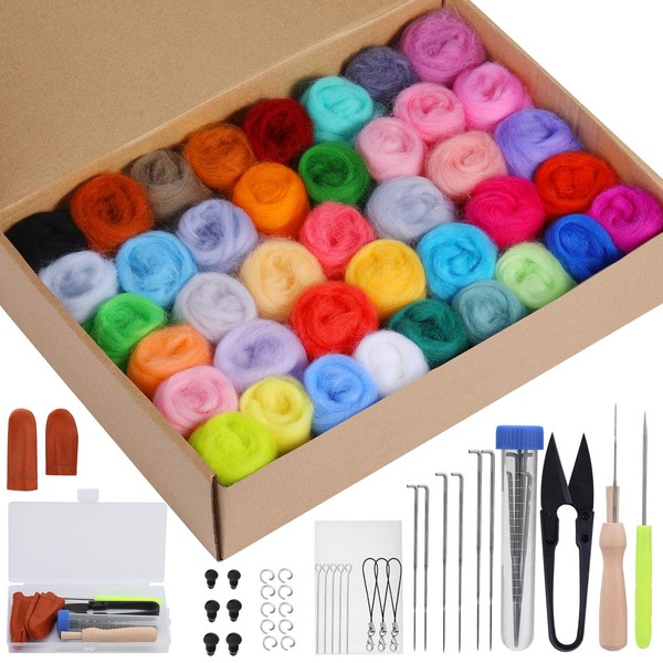 40 Colours Needle Felting Set, 40 Colours 5 g each,