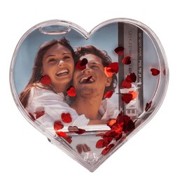 THE REPLICANT Decorative Object - 3D Photo Frame with Shiny Red Hearts for Photo 9.5 x 9.5 cm