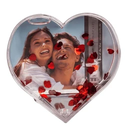 THE REPLICANT Decorative Object - 3D Photo Frame with Shiny Red Hearts for Photo 9.5 x 9.5 cm