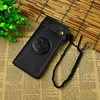 Le'aokuu Men's Genuine Leather Wallet Organiser Double Checkbook Wallet Pattern