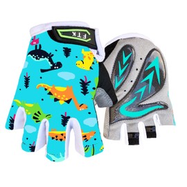 AXKAL Cycling Gloves Kids Boys Girls Half Finger Fingerless Grip Value Pair, Road Mountain Bike Glove Durable Soft Comfortable Boy Girl For Outdoor Sport Color Cyan (M, Cyan)