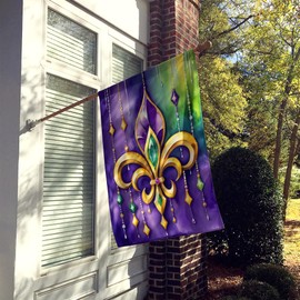 Caroline's Treasures DAC5226CHF Fleur de lis Mardi Gras House Flag Large Porch Sleeve Pole Decorative Outside Yard Banner Artwork Wall Hanging, Polyester, House Size, Multicolor