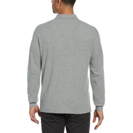 PENGUIN Long Sleeve Pique Polo, Gray, XSmall