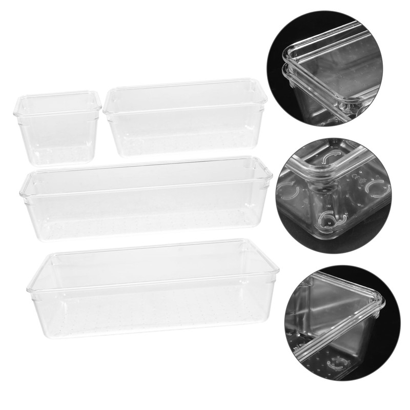 Mobestech 4pcs Kitchen Organizer Storage Box Filing Boxes Vanity Drawer
