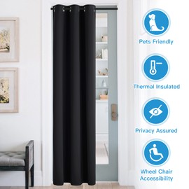 RYB HOME Blackout Curtains Thermal Insulating Privacy Temporary Door Curtains for Bedroom Closet Doorway Accordion Door Interior Living Room Kids Nursery Dining, Wide 60 x Long 90 inch, Black