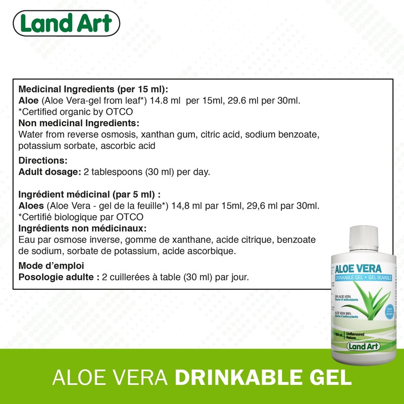 Land Art Pure Aloe Vera Drinkable Gel Unflavoured 500mL -