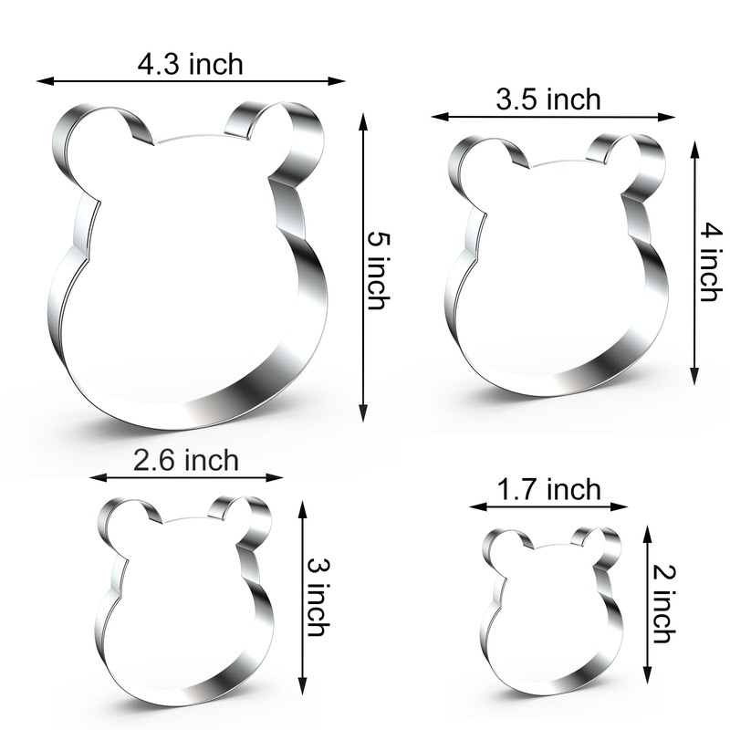 Bear Cookie Cutter Set Large Small Mini - 5", 4",