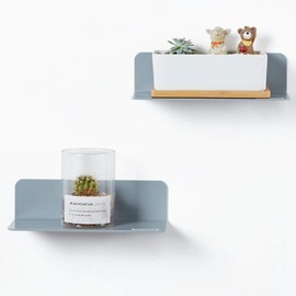 OAPRIRE Grey Acrylic Floating Shelves Set of 2 - Easily Expand Wall Space - Small Wall Shelf with Strong Adhesive for Bathroom, Bedroom, etc