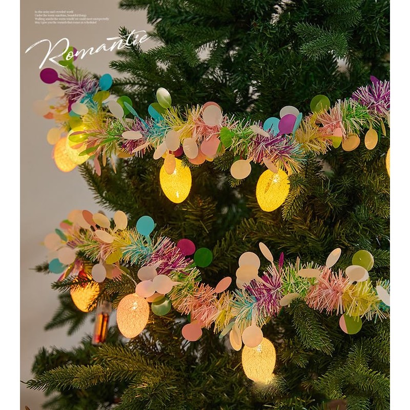 Easter Garland Lighting Decor Glitter Tinsel Spring Garland 6Ft 10