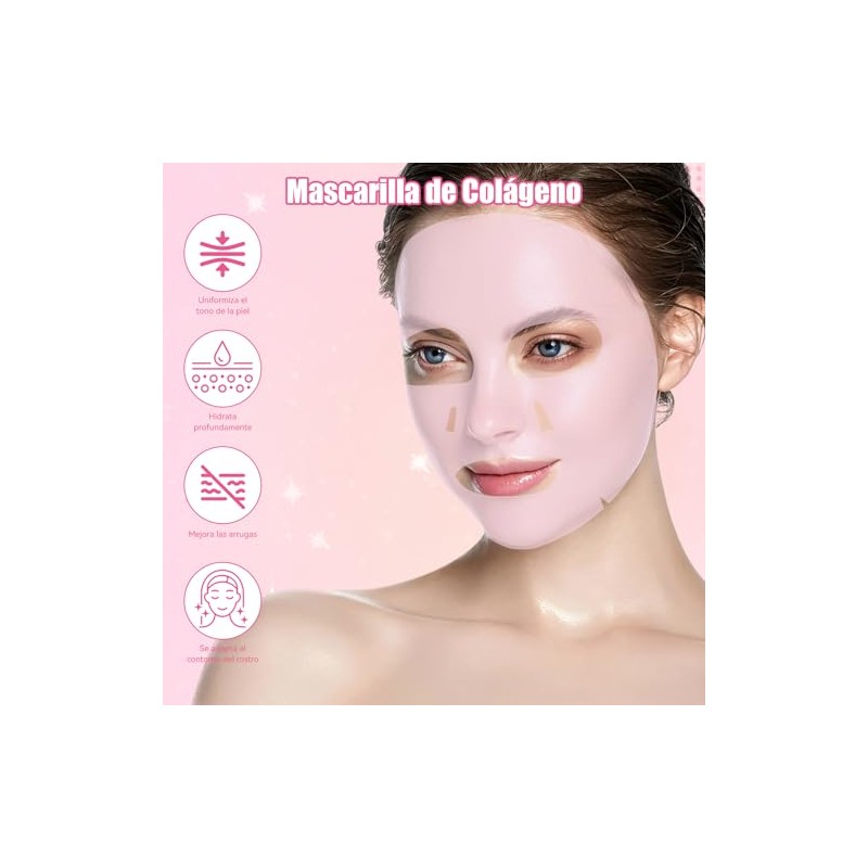 4PCS Bio Mascarilla Colageno, Antifaz de Gel para Cara, Mascarilla