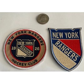 (2)-NEW YORK RANGERS VINTAGE STYLE EMBROIDERED IRON ON PATCHES BEAUTIFUL!