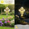 Solar Glass Jesus Cross Outdoor Light Power Stake Tombstone Wings